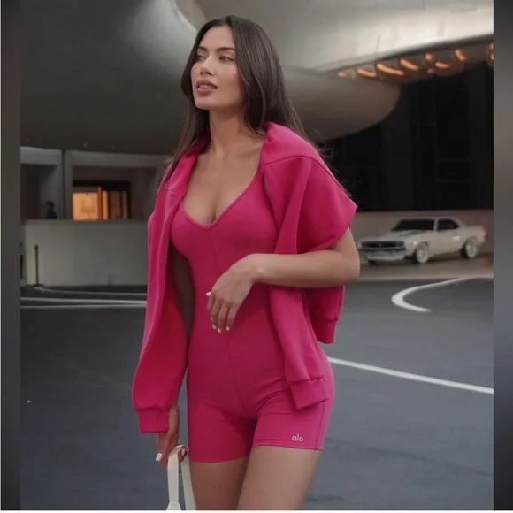 ALO Yoga Alosoft Suns Out Onesie Pink Summer Crush